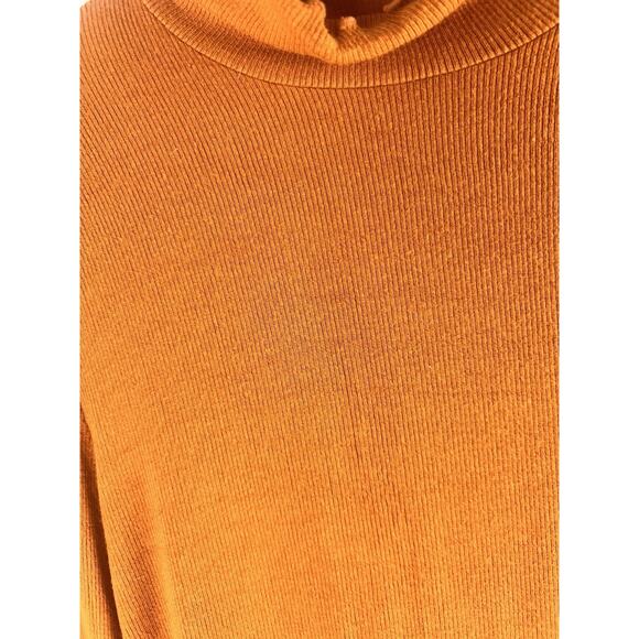 Wilfred Long Sleeve Mock Neck Top Size Large Orange Modal Ribbed Stretch - Picture 7 of 11